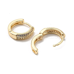 真鍮とクリアキュービックジルコニアのフープピアス  リング  ライトゴールド  13x3.5mm&nbsp;EJEW-B035-33KCG