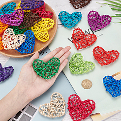 12 Colors Heart Rattan Balls&nbsp;AJEW-GF0002-38