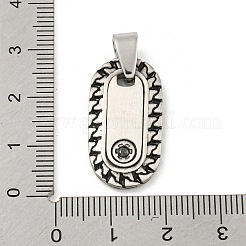 304ステンレスペンダント  ラインストーン付き  オーバルチャーム  ステンレス鋼色  26x14x3mm  穴：4x4mm&nbsp;STAS-F307-03P