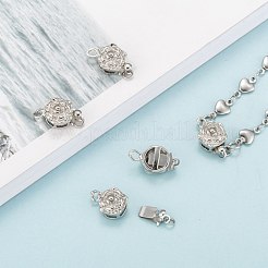 プラチナメッキ真鍮ボックスクラスプ  花  10 mm幅  長さ15mm  穴：1~2mm&nbsp;X-KK64