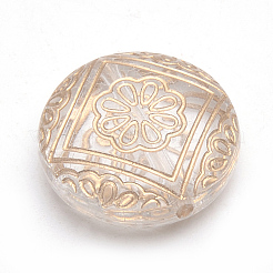 メッキアクリルビーズ  ライン入り  フラットラウンド  透明  21.5x8.5mm  穴：2mm  約178個/500g&nbsp;PACR-S219-07