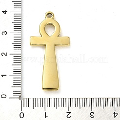 304ステンレスペンダント  アンククロスチャーム  14KGP本金メッキ  37x18x3mm  穴：1.8mm&nbsp;STAS-L022-110G-03