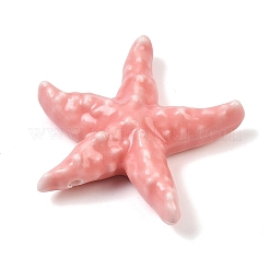 手作りの陶器ビーズ  ヒトデ  光沢釉の磁器  ピンク  39.5~40x41.5~2x10~10.5mm  穴：2mm&nbsp;PORC-Z007-08D