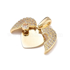 Brass Micro Pave Clear Cubic Zirconia Split Pendants&nbsp;CU-CBA3371-02G