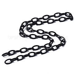 手作りの不透明アクリルアズキチェーン  オーバル  ブラック  13x8x2mm&nbsp;KY-N014-001A