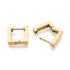 304ステンレススチールフープピアス  正方形  イオンプレーティング（ip）  18KGP本金メッキ  12.5x12.5x3mm&nbsp;STAS-T074-46G-A