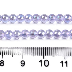電気メッキ透明ガラスビーズ連売り  ABカラーメッキ  ラウンド  ライラック  4~4.5mm  穴：0.8mm  約97~99個/連  14.76インチ〜14.96インチ（37.5~38cm）&nbsp;X-GLAA-T032-T4mm-AB01