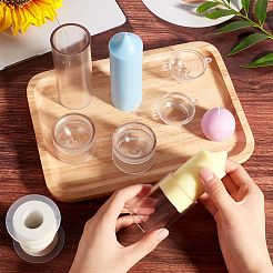 DIYキャンドル作り道具  プラスチック製のキャンドル型付き  環境に優しいキャンドル芯  アイロンヘアボビーピンシンプルヘアピン  紙のステッカーと白樺の木工品のアイスクリームスティック  透明  4.5x6.1x4.6cm  1 PC&nbsp;DIY-OC0005-75