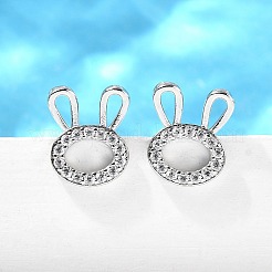 Rabbit Head Brass Micro Pave Cubic Zirconia Ear Studs&nbsp;EJEW-D304-39P