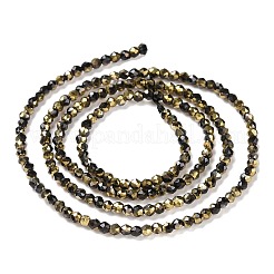 電気メッキガラスビーズセット  半分メッキ  多面カットラウンド  黒メッキ  2mm  穴：0.7mm  約160~178個/連  13.58 ~14.17インチ（34.5~36cm）&nbsp;GLAA-H021-01A-HP04