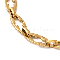 女性用304ステンレススチール中空クロスリンクチェーンブレスレット  18KGP本金メッキ  7-3/8インチ（18.8cm）&nbsp;BJEW-JB12295-01