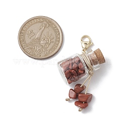 Chakra Natural & Synthetic Gemstone Chip inside Glass Wishing Bottle Pendants Decorations&nbsp;HJEW-JM01892