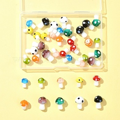 10色キノコ手作りランプワークビーズ  ミックスカラー  12.5~16x10~12mm  穴：1.2~2mm  4個/カラー&nbsp;LAMP-FS0001-15