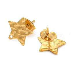 304ステンレススチールスタッドピアス金具  スター  18KGP本金メッキ  12.5x12mm  穴：1mm  ピン：0.8mm&nbsp;STAS-Z047-12G