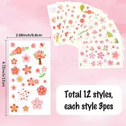 36Pcs 2 Style PVC Waterproof Self-Adhesive Picture Stickers&nbsp;STIC-SP0001-09D