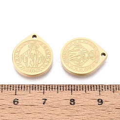 宗教 304 ステンレススチール 聖母マリアペンダント  イオンプレーティング（ip）  18KGP本金メッキ  17.5x15x2mm  穴：1.5mm&nbsp;STAS-T073-04A-G