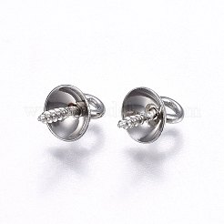 変色しにくい201ステンレススチール製ペグベイル  304ステンレススチール製スクリューアイピン付き  片穴パーツ用  ステンレス鋼色  10x5mm  穴：2mm  ピン：1mm&nbsp;STAS-I095-30P-B