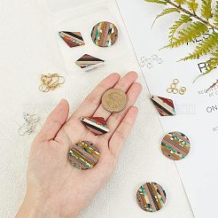 DIYダングルピアス作成キット  樹脂とひし形、サークルウォールナットウッドペンダントを含む  真鍮のピアスフックと丸カン  ミックスカラー  32個/箱&nbsp;DIY-OC0005-96