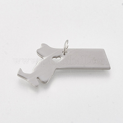 変色しにくい201ステンレススチールペンダント  マサチューセッツ州の地図  ステンレス鋼色  15x30x1mm  穴：3mm&nbsp;STAS-T038-58