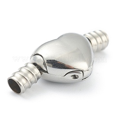 変色しない304ステンレススチール製ヨーロッパ製クリップ留め具  ハート  ステンレス鋼色  24x10x7mm  穴：3mm&nbsp;X-STAS-O148-01P