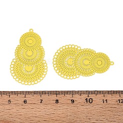 スプレー塗装された430ステンレススチールペンダント  ティアドロップ  きいろ  40x24.5x0.3mm  穴：1.2mm&nbsp;STAS-N121-01B