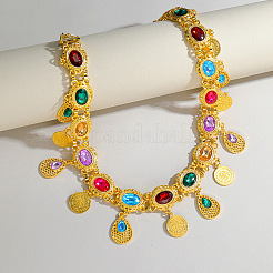 Ethnic Style Alloy with Acrylic Colorful Oval Link Chain Teardrop Tassel Waist Belly Chains for Women&nbsp;FS-WGB9AE6-01
