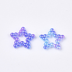 レインボーabsプラスチックイミテーションパールリンクリング  グラデーションマーメイドパール  スター  ミックスカラー  11.5x12x2mm  インナー対策：3x3mm  約1000個/袋&nbsp;OACR-T015-02-06
