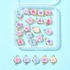 合金と樹脂のローズフラワーコネクターチャーム24個（9色）  ミックスカラー  プラチナ·ゴールデン  12.4x17.5x6.6mm&nbsp;FIND-FS0004-71