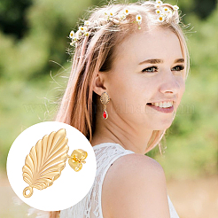 20Pcs Leaf Brass Stud Earring Findings&nbsp;KK-UN0002-14