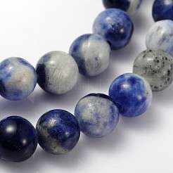 天然ソーダライトビーズ連売り  グレードAB  ラウンド  8mm  穴：1mm  約45~48個/連  15インチ&nbsp;GSR8mmC013