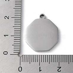 変色しない304ステンレススチールペンダント  八角形チャーム  ステンレス鋼色  20x17.5x1.9mm  穴：1.6mm&nbsp;STAS-D025-08P