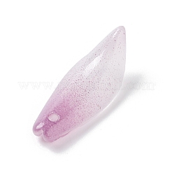 ツートングラスペンダント  コスモスの葉っぱのチャーム  ミディアム蘭  21.5x8x5.5mm  穴：1.2mm&nbsp;GLAA-A011-17C