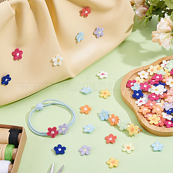 120個12色のポリエステル製衣類パッチ  花  ミックスカラー  14x14x2mm  10個/カラー&nbsp;DIY-PH0033-87