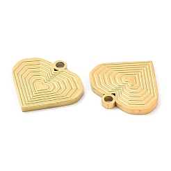 イオンプレーティング（IP）316Lサージカルステンレスペンダント  ニッケルフリー  ハートチャーム  18KGP本金メッキ  14x15x1mm  穴：1.4mm&nbsp;STAS-D078-27G