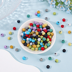 200Pcs 10 Colors Spray Painted Natural Lava Rock Beads Strands&nbsp;G-PA0001-89