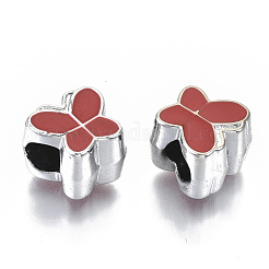 UVメッキアクリルヨーロッパのビーズ  エナメル  大穴ビーズ  ミックスカラー  蝶  プラチナ  10x11x8mm  穴：5mm&nbsp;OACR-N010-006P