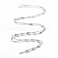 変色しない201ステンレススチールクロス＆オーバルリンクチェーン  ハンダ付け  ステンレス鋼色  13.5x5x1.5mm  約3.28フィート（1m）/連&nbsp;STAS-N092-109