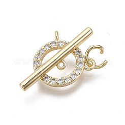 Brass Micro Pave Clear Cubic Zirconia Toggle Clasps&nbsp;KK-T063-016B-NF