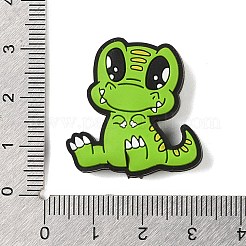 恐竜食品グレードの環境に優しいシリコーン焦点ビーズ  ライム  28x27x8.5mm  穴：3.5mm&nbsp;SIL-C006-02