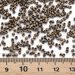 つや消し板ガラスシリンダービーズ  シードビーズ  メタリックカラー  丸い穴  ゴールデンロッド  1.5~2x1~2mm  穴：0.8mm  約8000個/袋  約1ポンド/バッグ&nbsp;SEED-S047-F-002