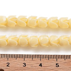 合成珊瑚の花のバラのビーズ連売り  染め  レモンシフォン  7x6.5mm  穴：1mm  約50個/連  12.40''（31.5センチメートル）&nbsp;CORA-U001-01A-01