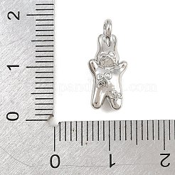 真鍮チャーム  リボン模様のウサギのチャーム  プラチナ  17x18x5mm  穴：2mm&nbsp;KK-CBA0565-03P