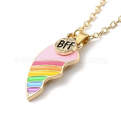 Bff/親友永遠に合金ペンダントネックレス  バレンタインデーのエナメル質の失恋ネックレス  ゴールドカラー  ミックスカラー  18.54インチ（47.1cm）  2.4mm  2個/セット&nbsp;X-NJEW-K124-02C-G