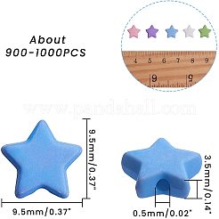 不透明なアクリルビーズ  スター  ミックスカラー  9.5x9.5x3.5mm  穴：0.5mm  900~1000個/箱&nbsp;SACR-NB0001-07