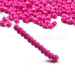 ベーキングペイント ガラスシードビーズ 6/0個  フクシア  4~5x3~4mm  穴：1~2mm&nbsp;SEED-S004-Y7