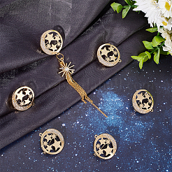 6Pcs Clear Cubic Zirconia Moon with Star Brooch Pin&nbsp;JEWB-BBC0001-02