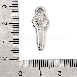 304ステンレスペンダント  マイクチャーム  ステンレス鋼色  25x9.5x3.5mm  穴：3mm&nbsp;SA-CBA0563-21P