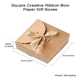 正方形のクリエイティブなリボンの弓の紙のギフトボックス  ブラウン  9x9x6cm&nbsp;ST-CJ0006-01A