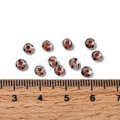 透明なストライプのガラスシードビーズ  ラウンド  ライトコーラル  3.5~4x2~2.5mm  穴：0.9~1mm  約140~160個/袋&nbsp;GLAA-NH0001-06B