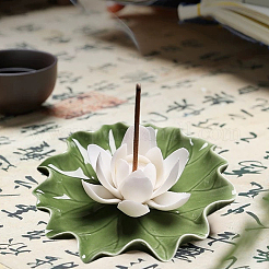 Lotus Leaf & Lotus Flower Porcelain Incense Burners&nbsp;DJEW-CN0001-38A
